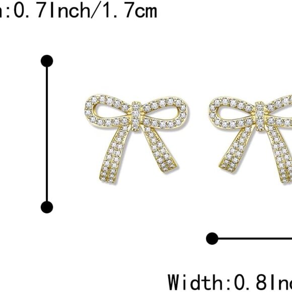 Elegant Gold-tone Cubic Zirconia Bowknot Stud Earrings for Women, Bridal & Daily - Picture 5 of 6